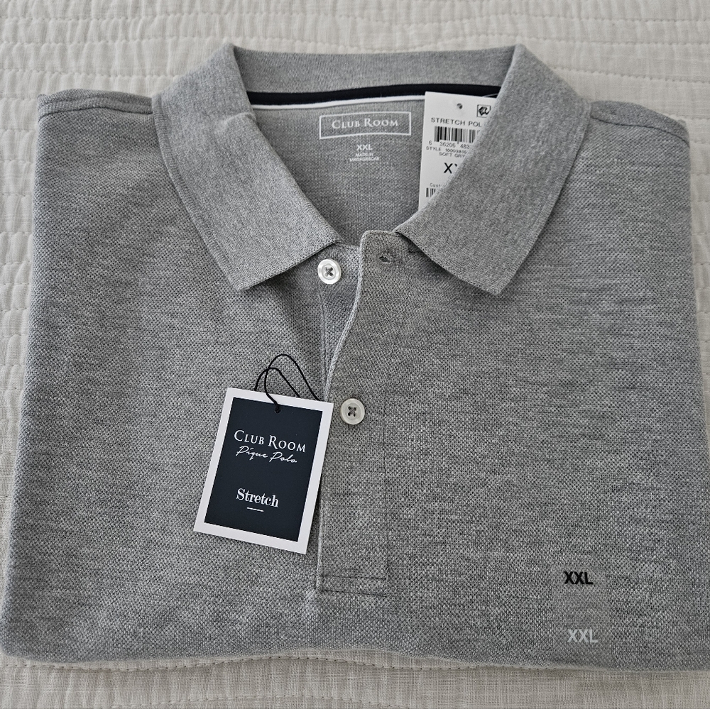 Mens Club Room Short Sleeve Polo Gray Size XXL NWT!